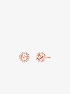Fulton Precious-Metal Plated Sterling Silver Pavé Logo Charm Necklace and Earrings Gift Set