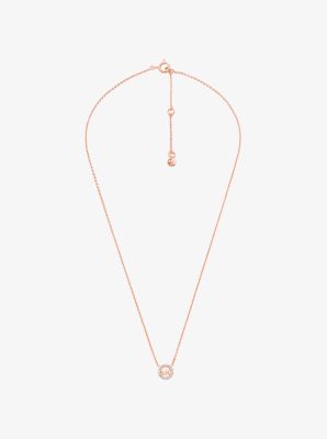 Fulton Precious-Metal Plated Sterling Silver Pavé Logo Charm Necklace and Earrings Gift Set