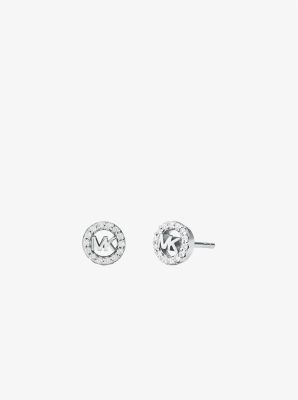Fulton Precious-Metal Plated Sterling Silver Pavé Logo Charm Necklace and Earrings Gift Set