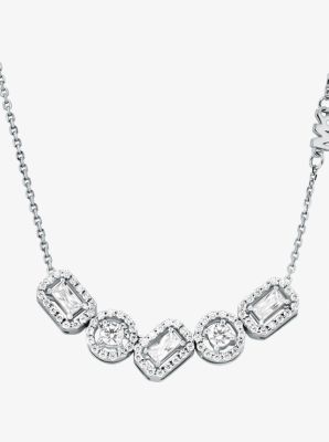 Precious Metal-Plated Sterling Silver Pav&eacute; Necklace in SILVER | Michael Kors