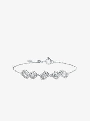 Precious Metal-Plated Sterling Silver Pav&eacute; Bracelet