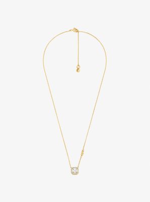 Precious Metal-Plated Sterling Silver Pav&eacute; Necklace