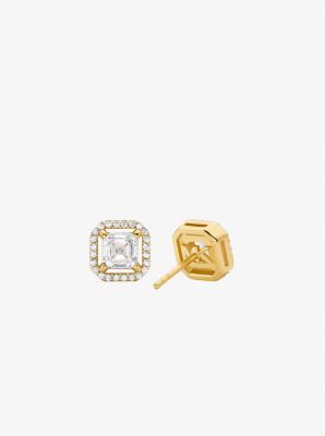 Precious Metal-Plated Sterling Silver Pav&eacute; Stud Earrings in GOLD | Michael Kors