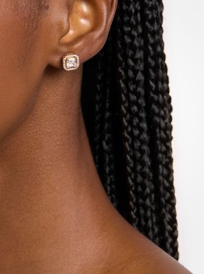 Precious Metal-Plated Sterling Silver Pav&eacute; Stud Earrings in GOLD | Michael Kors