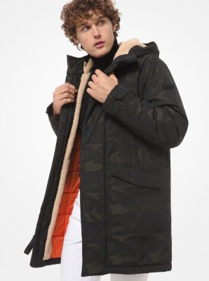 Army print coat with fur hood online