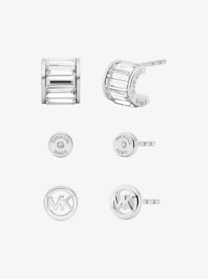 Michael Kors 3-piece Cubic Zirconia Stud Earrings Gift Set In Silver