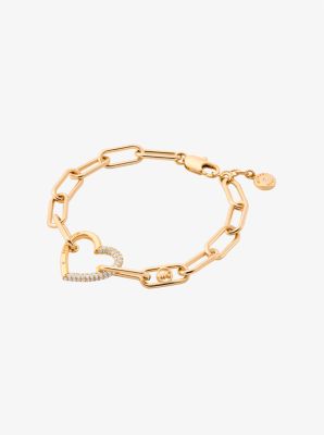 Pavé Heart Curb-Link Bracelet