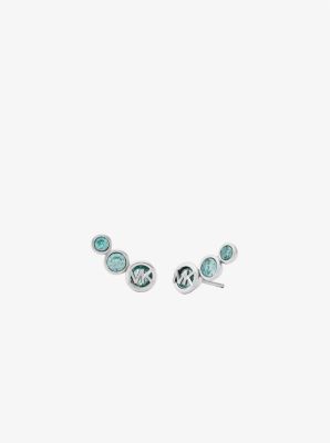 Bezel Cubic Zirconia Crawler Earrings