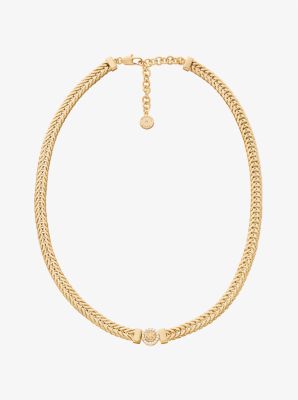 Michael Kors Pavé Logo Foxtail Chain Necklace In Gold