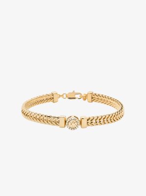 Michael Kors Pavé Logo Foxtail Chain Bracelet In Gold