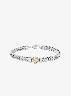 Michael Kors Pavé Logo Foxtail Chain Bracelet In Silver