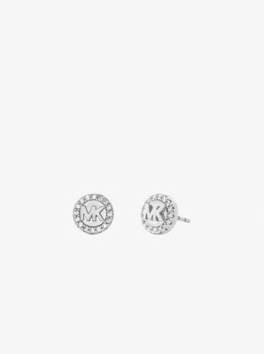 Pav&eacute; Logo Stud Earrings