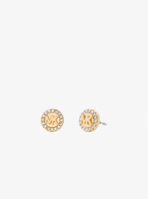 Pav&eacute; Logo Stud Earrings