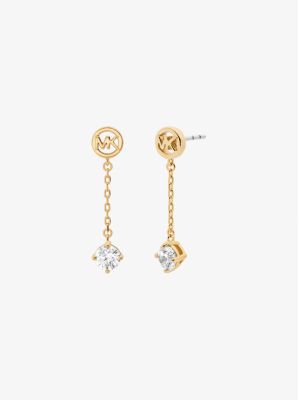 Aretes de gota de circonia c&uacute;bica con logotipo in DORADO | Michael Kors