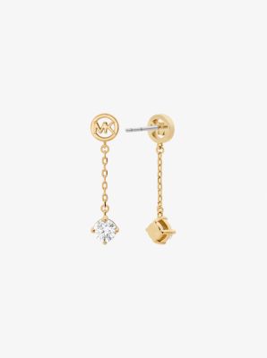 Aretes de gota de circonia c&uacute;bica con logotipo in DORADO | Michael Kors