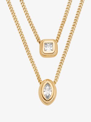 Cubic Zirconia Double Layered Necklace in GOLD | Michael Kors