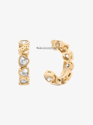 Cubic Zirconia Hearts Hoop Earrings in GOLD | Michael Kors