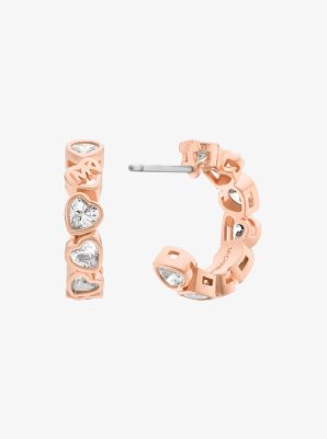 Cubic Zirconia Hearts Hoop Earrings in ROSE GOLD | Michael Kors