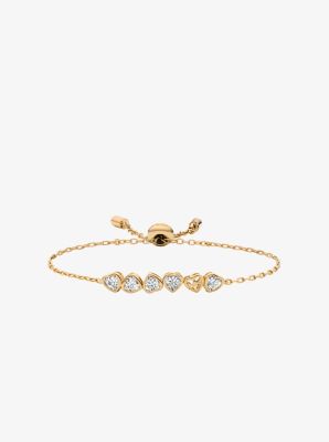 Cubic Zirconia Hearts Slider Bracelet and Stud Earrings in GOLD | Michael Kors