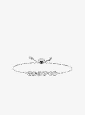 Cubic Zirconia Hearts Slider Bracelet and Stud Earrings in SILVER | Michael Kors