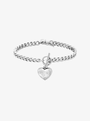 Pav&eacute; Heart Charm Bracelet