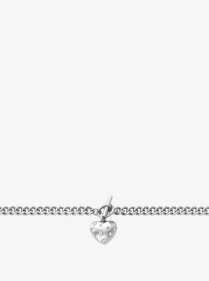Pav&eacute; Heart Charm Bracelet in SILVER | Michael Kors