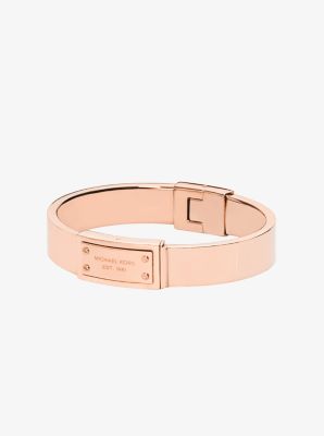 Logo Plaque Rose Gold Tone Bangle Michael Kors