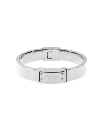 Silver Tone Engraved Plaque Bracelet Michael Kors