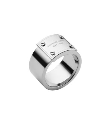 Silver-Tone Logo Plaque Ring by Michael Kors