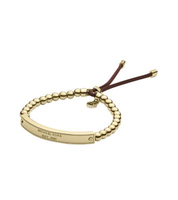 Gold Tone Logo Plaque Bead Bracelet Michael Kors Canada