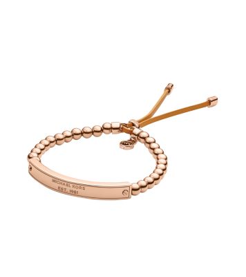 Rose Gold Tone Logo Plaque Bead Bracelet Michael Kors Canada