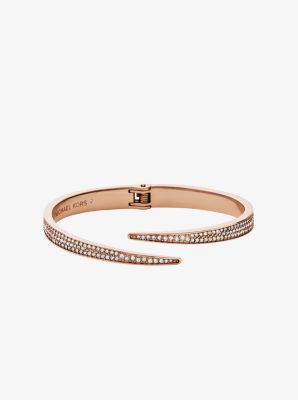 Michael kors stone set on sale rose gold plated crossover bangle