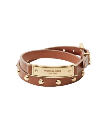 Studded Double-Wrap Leather Bracelet | Michael Kors
