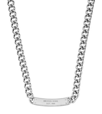 Pav Plaque Silver Tone Chain Link Necklace Michael Kors Canada