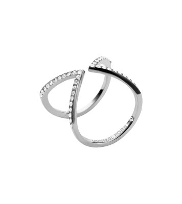 Michael kors pavé on sale silver tone ring