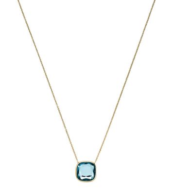 Aqua Gold-Tone Pendant Necklace