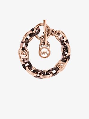 Rose Gold-Tone and Acetate Chain-Link Bracelet