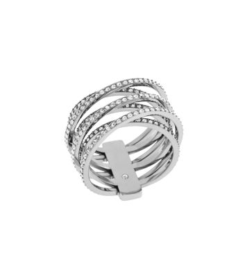 Silver-Tone Pavé Crossover Ring | Michael Kors