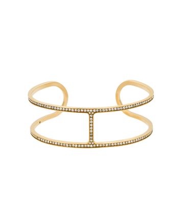 Pav&eacute; Gold-Tone Geometric Cuff