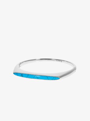 Embellished Silver-Tone Hinge Bangle