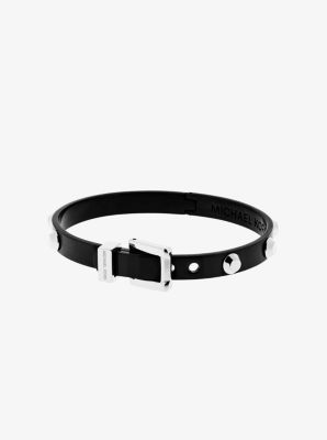 Michael kors black leather hot sale bracelet