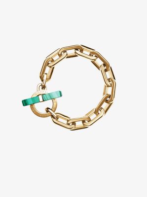 Malachite Gold-Tone Toggle Bracelet