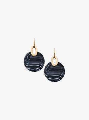 Gold-Tone Black Agate Disc Drop Earrings Michael Kors [US]
