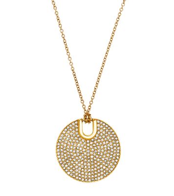 Gold-Tone Pavé Disc Pendant Necklace | Michael Kors