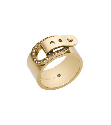 Pav Gold Tone Buckle Ring Michael Kors