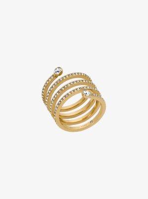 Pavé Gold-Tone Coil Ring | Michael Kors