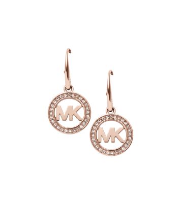 Michael Kors Pavé Logo Rose Gold-Tone Earrings