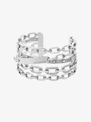 Pavé Silver-Tone Chain-Link Cuff