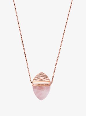 Michael kors rose 2024 gold barrel necklace