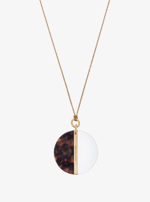 Gold-Tone Color-Block Disc Necklace